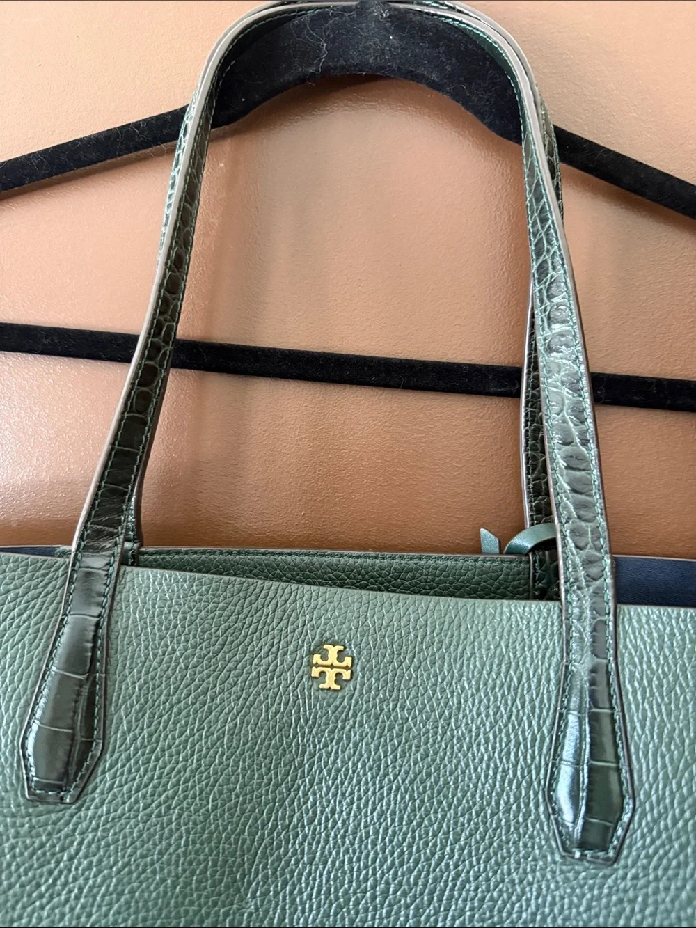 Tory Burch Green Leather Tote Bag Purse